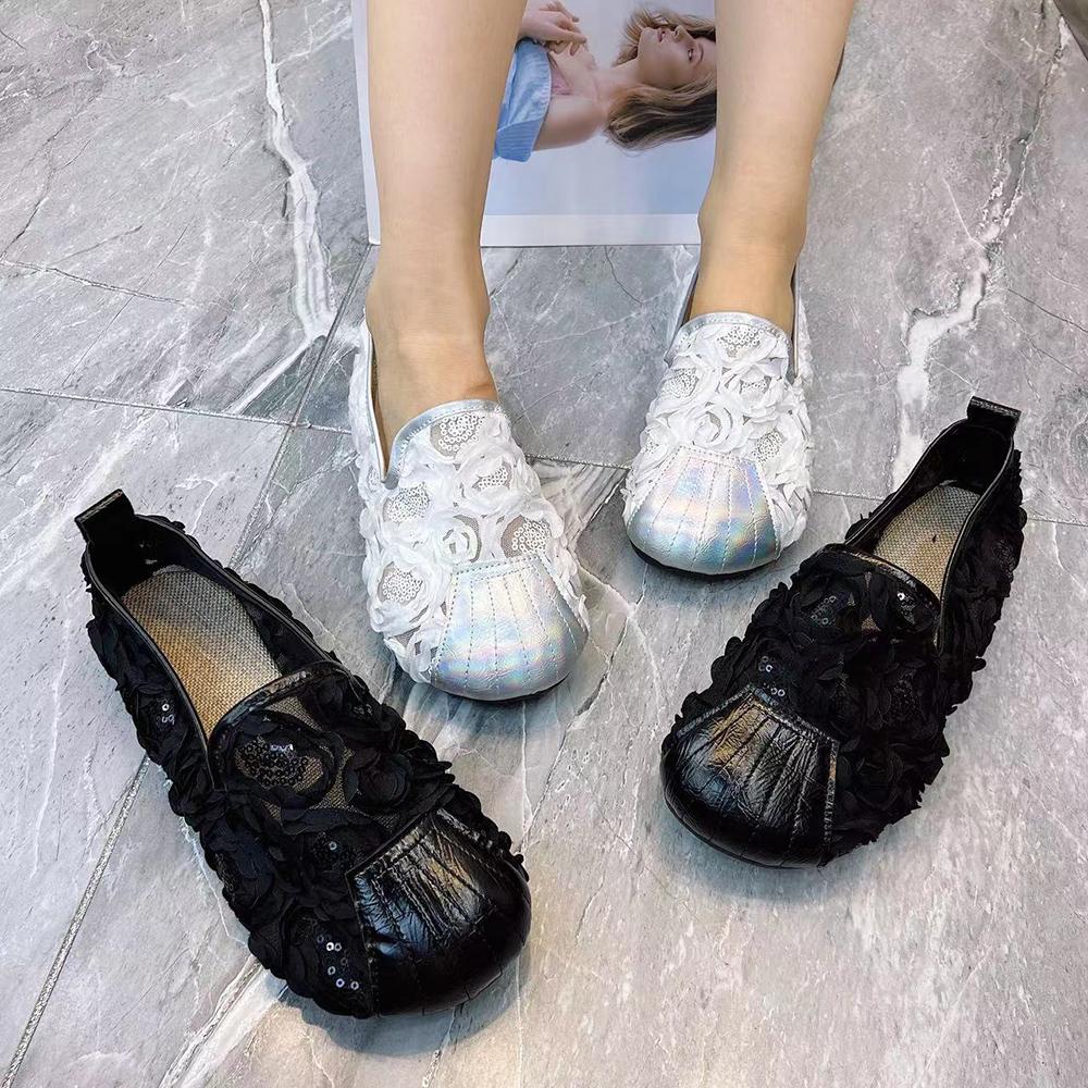 

Модная женская обувь больших размеров, повседневные туфли-мюллеры на плоской подошве, женские сандалии с цветочным узором, дизайнерские летние женские лоферы