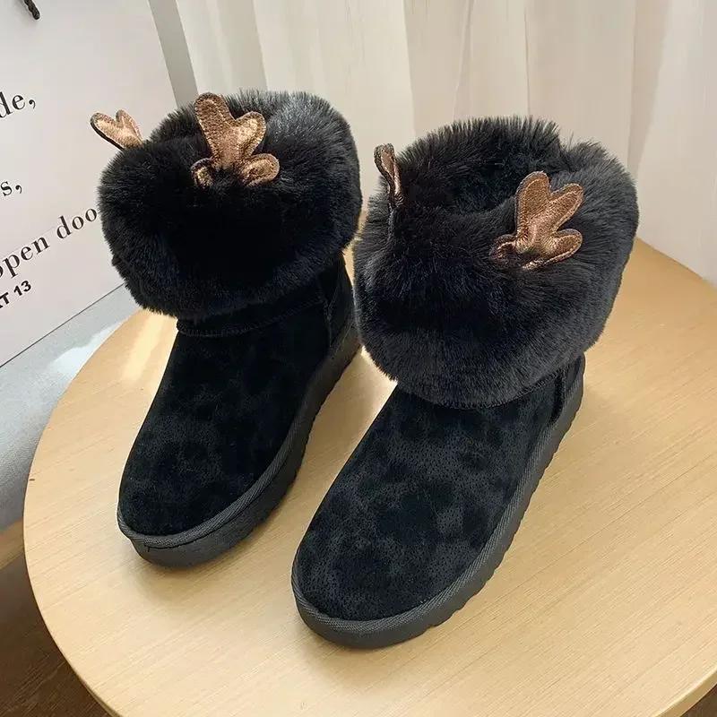 Schuhe für Frauen Kawaii Große Größe Warme Damen Schneestiefel Niedlich Elegant Mit Mittelhohen Absätzen Winter-Schuhwerk Im Angebot Gepolstert 39