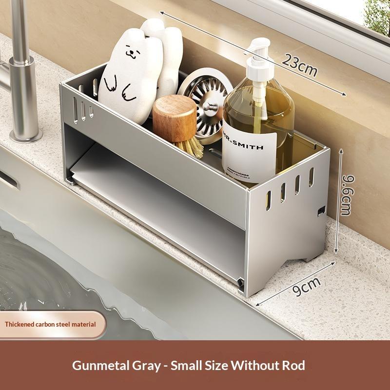 Kitchen Countertop Storage Rack Multi-Purpose Rag Drain Holder Stable Non-Slip Organizer for Dishcloth Sponge Storage
