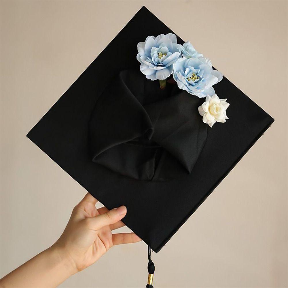 Doctor Academic Hat with Tassels Master Trencher Cap Flowers Graduation Cap  Graduation Season