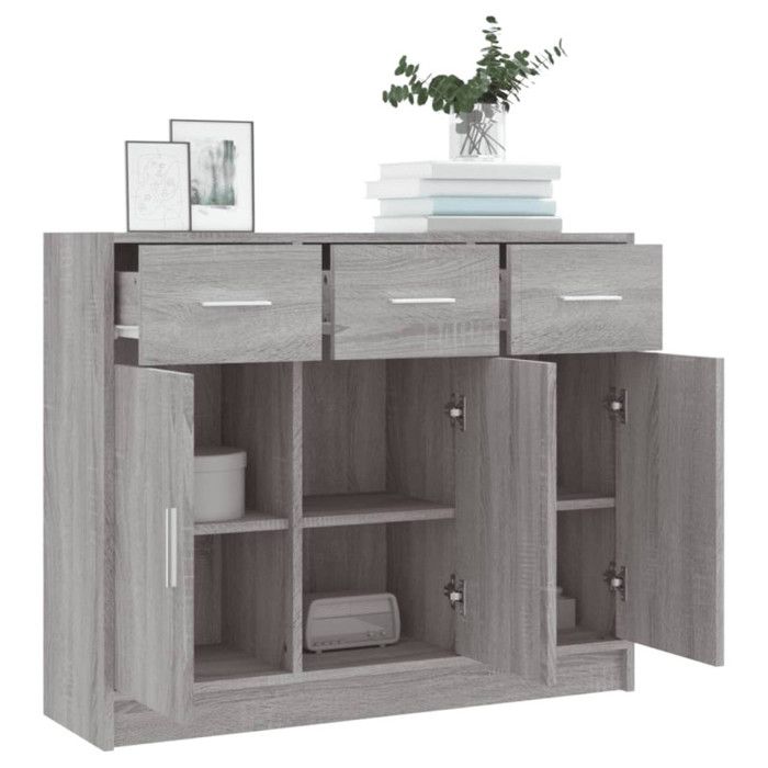 VidaXL Buffet sonoma gris 91x28x75 cm bois d'ingénierie 823014