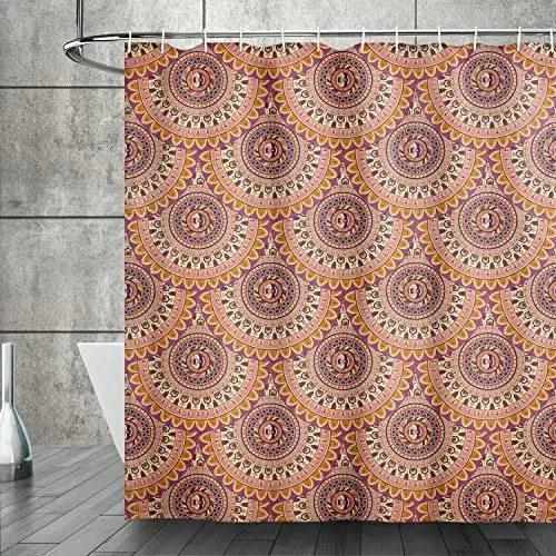 Mandala Boho Dusjforheng Fargerikt Blomstermønstret Baderomsforheng for Hjem Badekar Dekorasjon Vanntett Polyesterstoff med Kroker