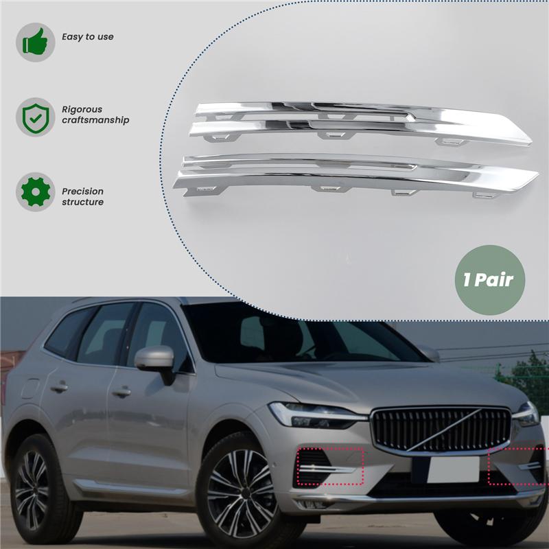 A16P-Car Front Bumper Fog Lamp Grille Bright Strip Chrome Plated 32234952 32234953 For Volvo XC60