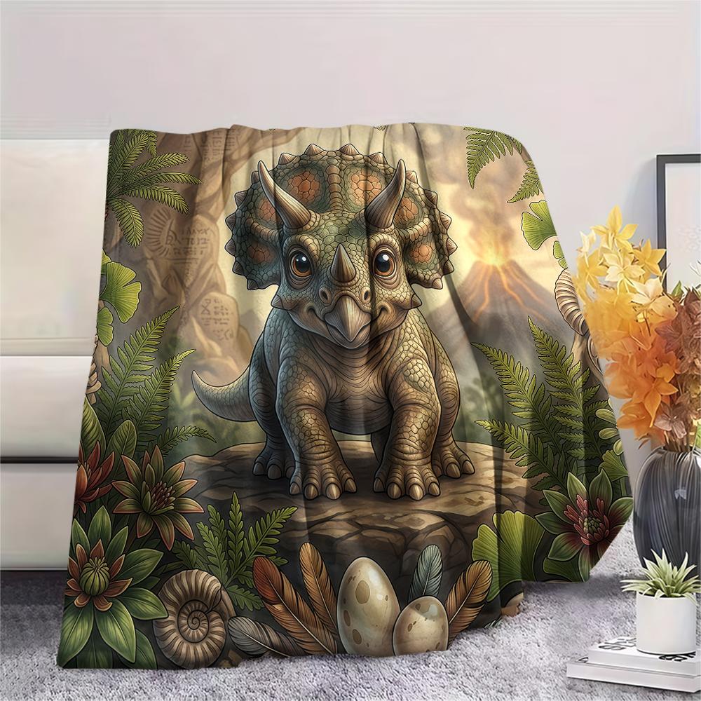 Flower border dinosaur horse Print Flannel Blanket High quality Comfortable for All Seasons Home Decor Warmth and Comfort Perfect for Christmas Gifts