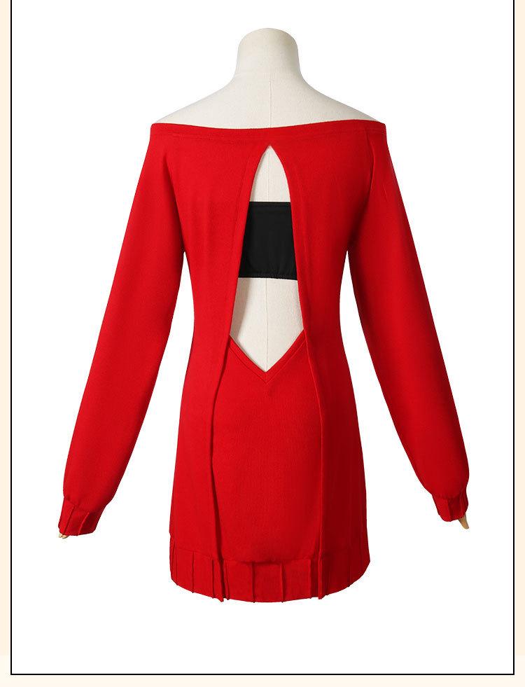 Spy Playhouse Cosplay Costume: Joel Foger Red Sweater & Aniya Skirt for Blair's Male Protagonist Foger