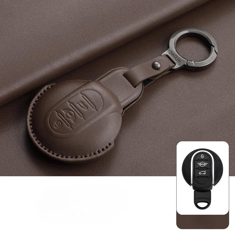 Kožený kryt na klíče od auta pro BMW MINI COOPER S ONE JCW F54 F55 F56 F57 F60 CLUBMAN COUNTRYMAN Držák na dálkový ovladač Shell Keychain