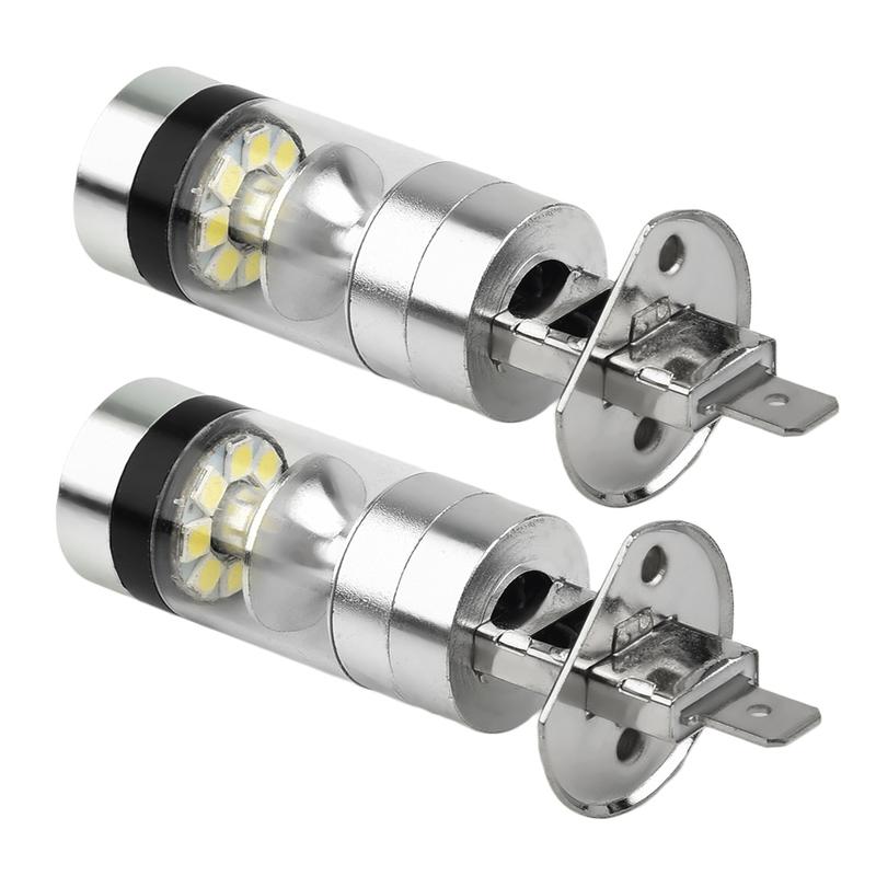 2pcs H1 100W LED Headlights Bulb Super Bright White 12-24V 20-SMD- Projector Fog Driving DRL- Light Bulb 6000K Car Accessories