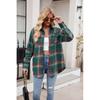 Spring and Autumn Women's New Casual Fashion Loose Plaid Pocket Shirt Jacket