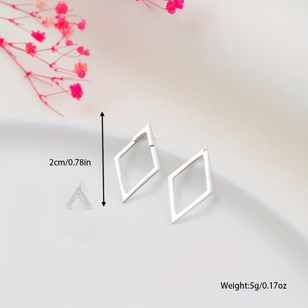 Minimalist Diamond Stud Earrings High Quality Copper Diamond Earrings with Double Layer Design for Gatherings