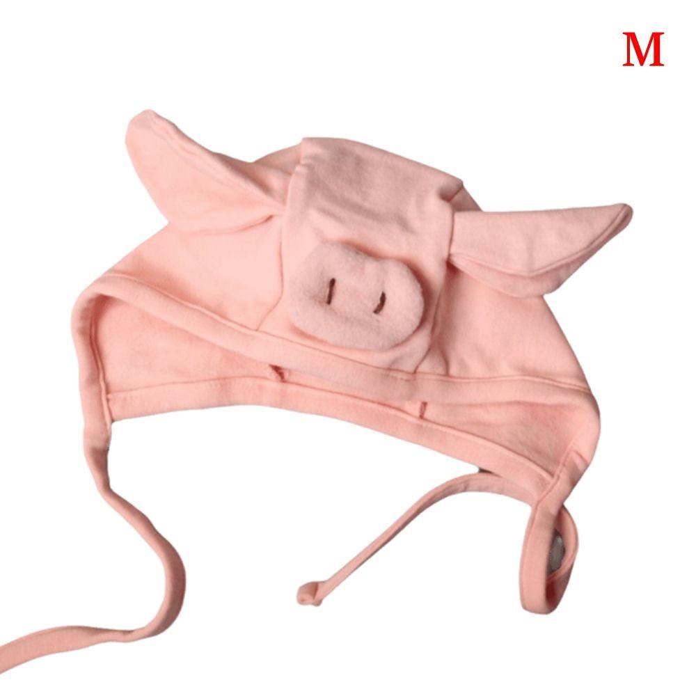 

Cotton Pig Cap with Straps Baby Hat New Baby Cap M