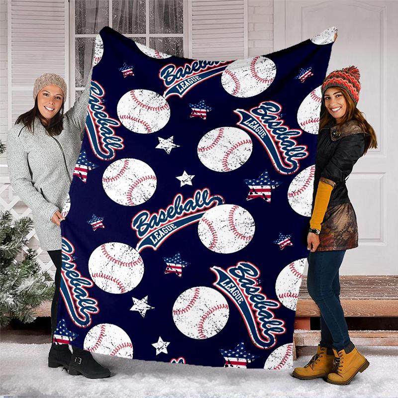 Baseball Theme Printed Blanket - Perfect for Couch, Bed, Travel & Outdoor Use | Machine Washable, Cozy & Durable.