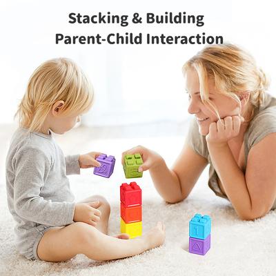 Baby Silicone Building Blocks Montessori Block Toy Soft Silicone Cubes Toddler Baby Education Learning Toy Baby Colored Toy Gift