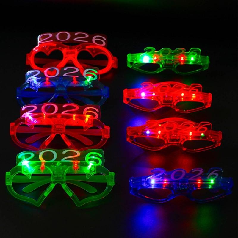 6Pcs Glowing Heart LED Glasses Night Event Party Supplies Reusable Bright Light Comfort Safe Materials