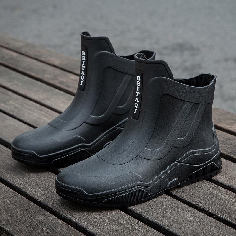 

Fashion water shoes men s short tube adult non-slip water shoes warm work rain shoes short rubber shoes women s fashion 35 чорний