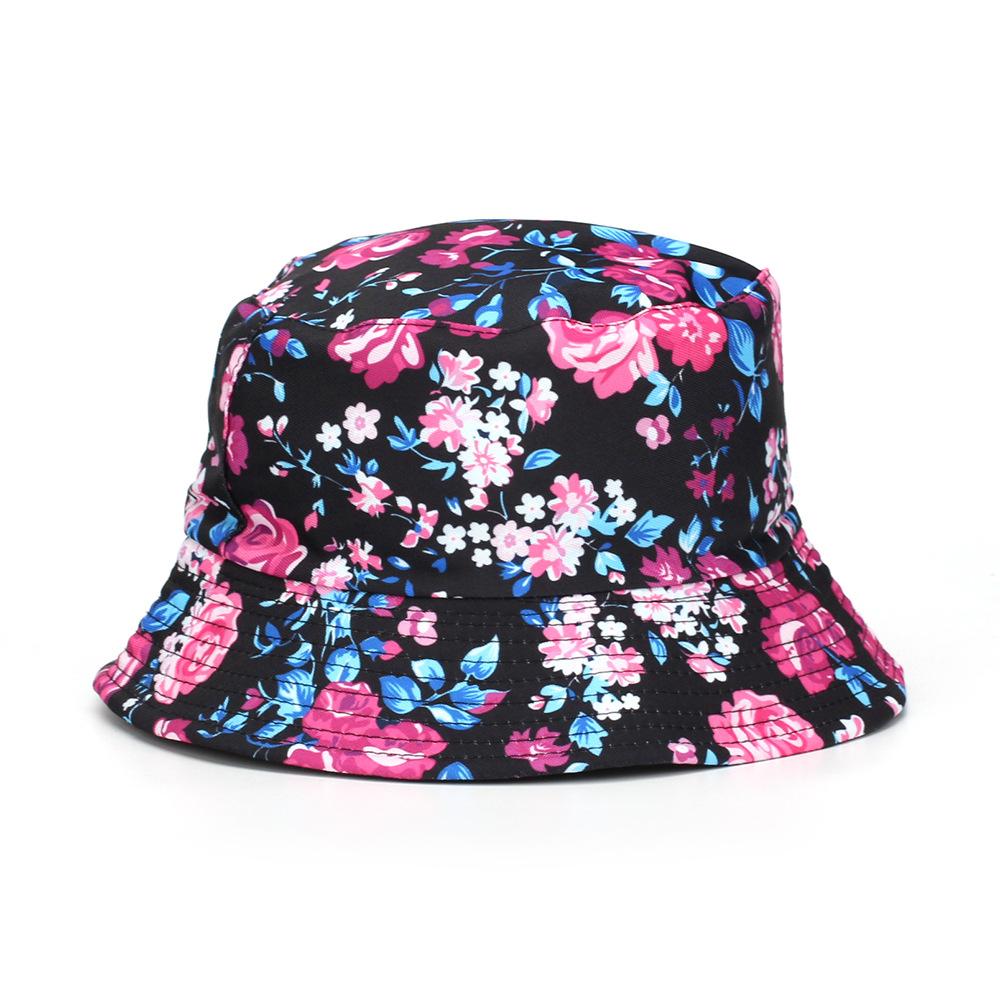 Outdoor Floral Pattern Bucket Hat Unisex Lightweight Casual Sun Protection Fisherman Cap Breathable Fabric Suitable for Travel Hiking Fishing