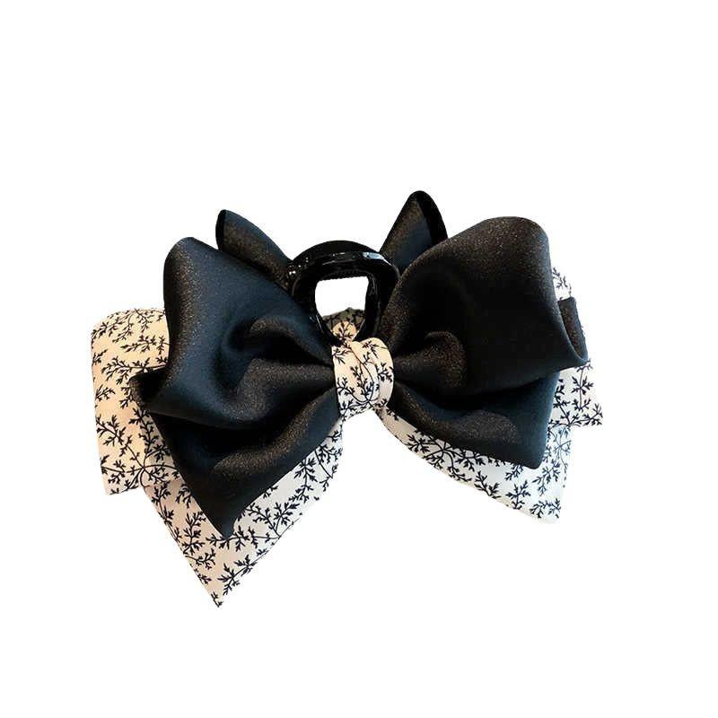 1pc Elegant Floral Bow Clip, New Retro Autumn and Winter Style, Shark Clip Hair Clip Headband At the Back of the Head