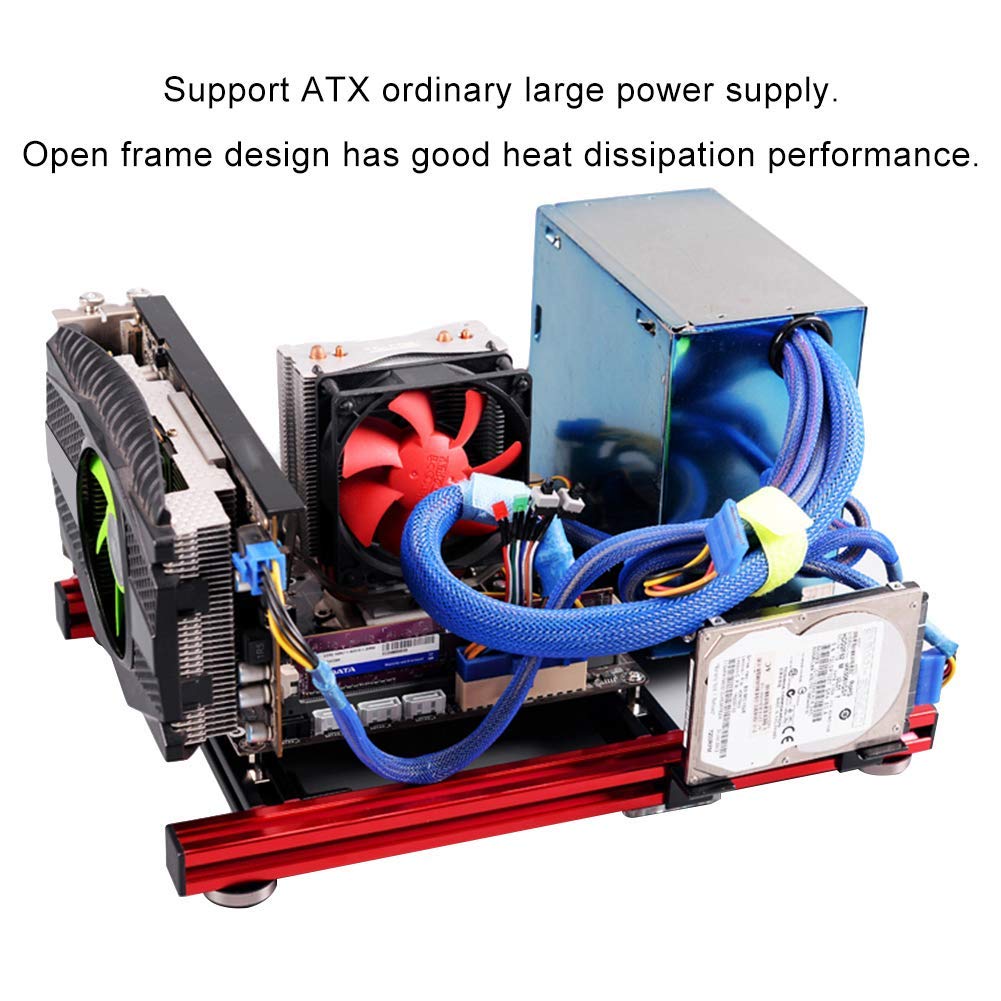 2020 Aluminum Alloy Bare Frame Mini ITX Case, ITX Motherboard PC Computer DIY Experience, Heat Dissipation ATX Power Supply Support, Stackable &