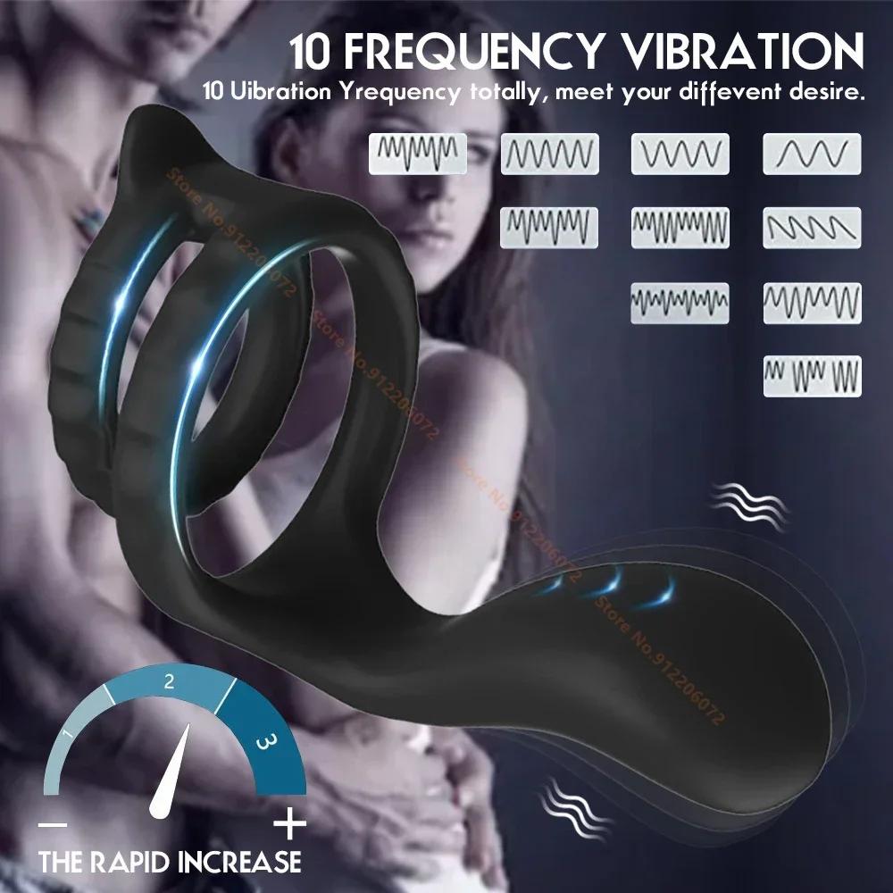 10 Modes Vibrator Cock Ring for Men Delay Ejaculation Penis Ring Sex Toys Lock Penisring Cockring Adult Male Sex Supplies