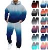 Men's Casual And Personalized Printed Long-sleeved Hooded Sweatshirt, Men's Sports Sweatshirt And Sweatpants Two-piece Set