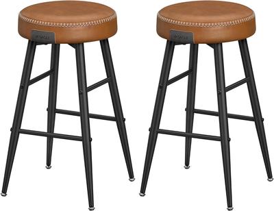Coleção Echo ULBC080K01 Bancos Altos, Conjunto de 2, Bancos de Cozinha, Bancos de Café da Manhã, Couro Sintético Costurado, 24,8" de Altura, Bar Doméstico, Sala de Jantar