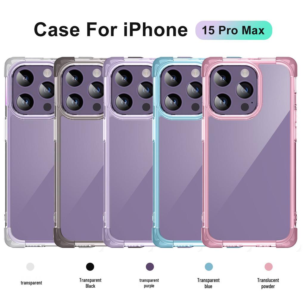 Frosted High-Transparency Phone Case with Four-Corner Airbag Protection for iPhone 15 Pro and Samsung S21, Anti-Fall Design.