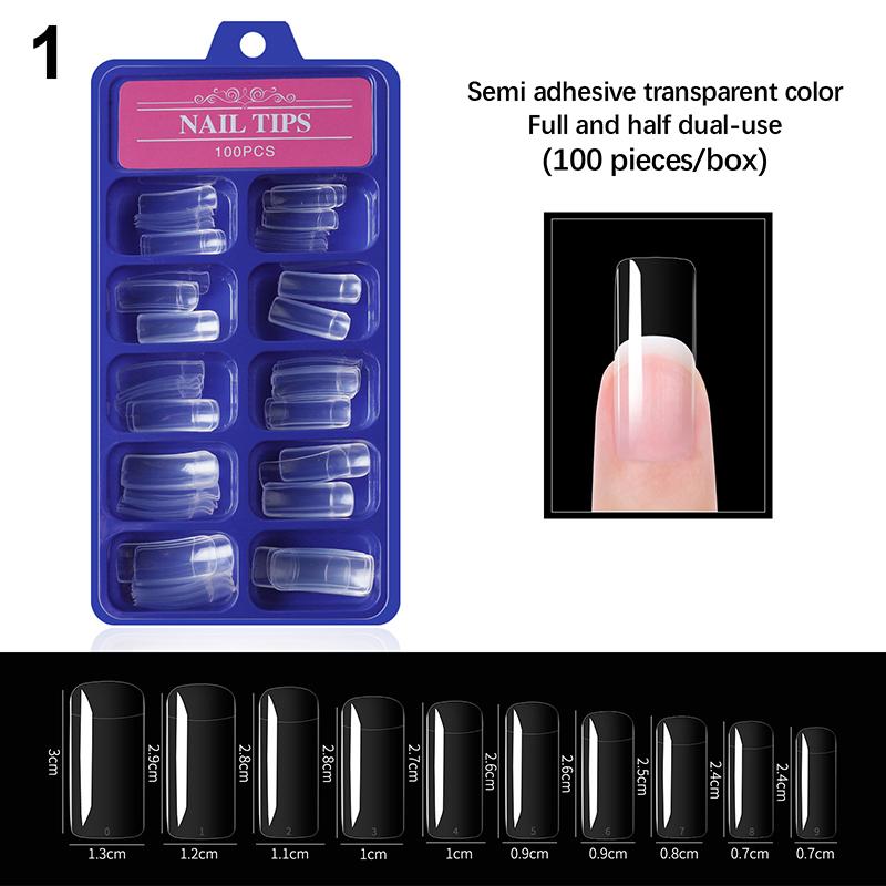

100 шт. молочно-белых накладных ногтей средней квадратной формы, гелевые накладные ногти с полным покрытием, многоразовые и натуральные акриловые накладные ногти 1