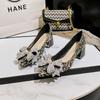 Tacones Altos de Mujer con Pedrería Punta Fina Tacón Grueso Zapatos de una Sola Pieza Zapatos de Fiesta Oficina Boda Talla Grande 35-43 Zapatos de Mujer