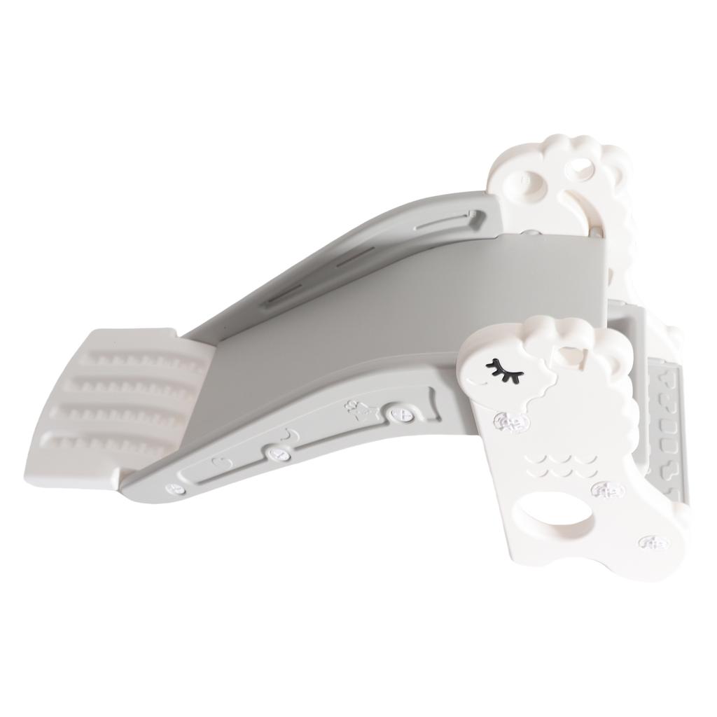 Kids Indoor Sliding Slide Freestanding Folding 2 Stairs Stable Base Climber Play Slide for Toddlers White Gray