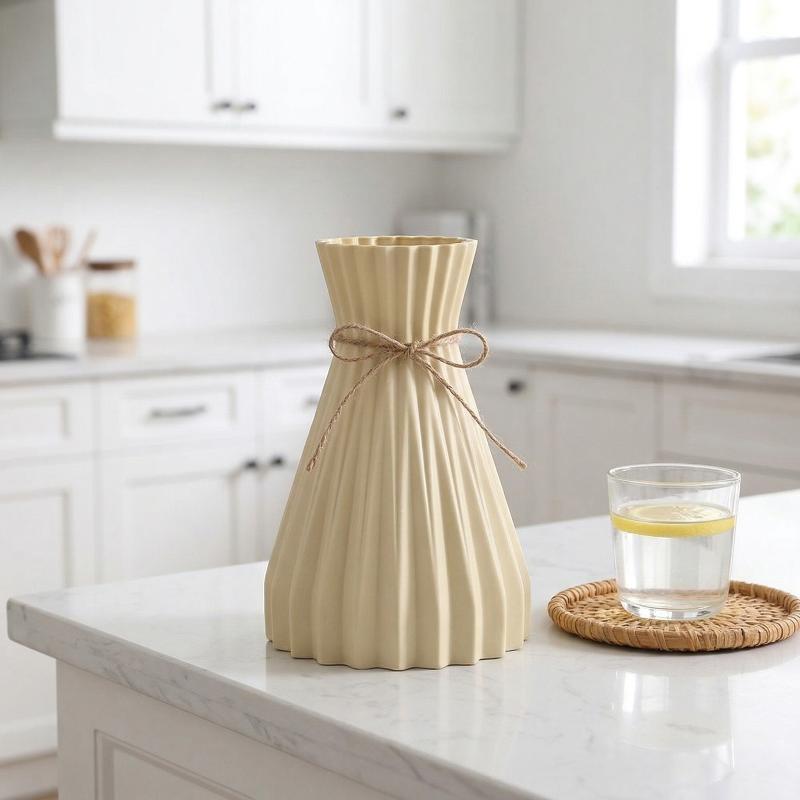 Creative Origami Vase European Pleated Vase Plastic Waist Folding Flower Vase Folding Paper Style Dry Flower Bottle Modern
