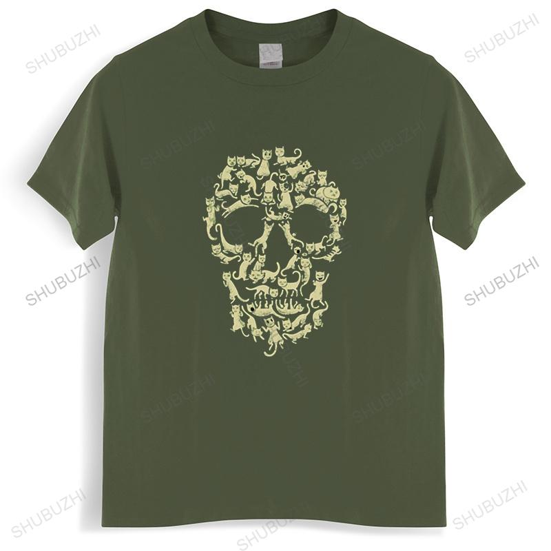 Cat Skull T-Shirt Parody Cute Kitties Creat Design Animals Lovers Funny High Quality Crew Neck Short Sleeves