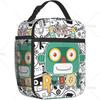 Robots Lunch Bag for Women Men Reusable Insulated Leak Proof Lunch Box with Pocket for Work, Office, Picnic, Camping, Traveling