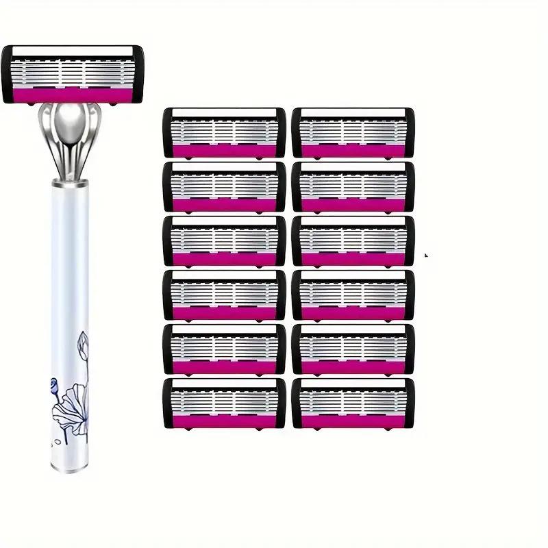 Six-Layer Manual Razor with Holder and Seven-Blade Razor Head