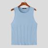 INCERUN Summer Men Round Neck Sleeveless Slim Waist Casual Tank Tops