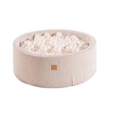 Round Ball Pit® 90x30cm with 200 Balls, Corduroy, Ecru
