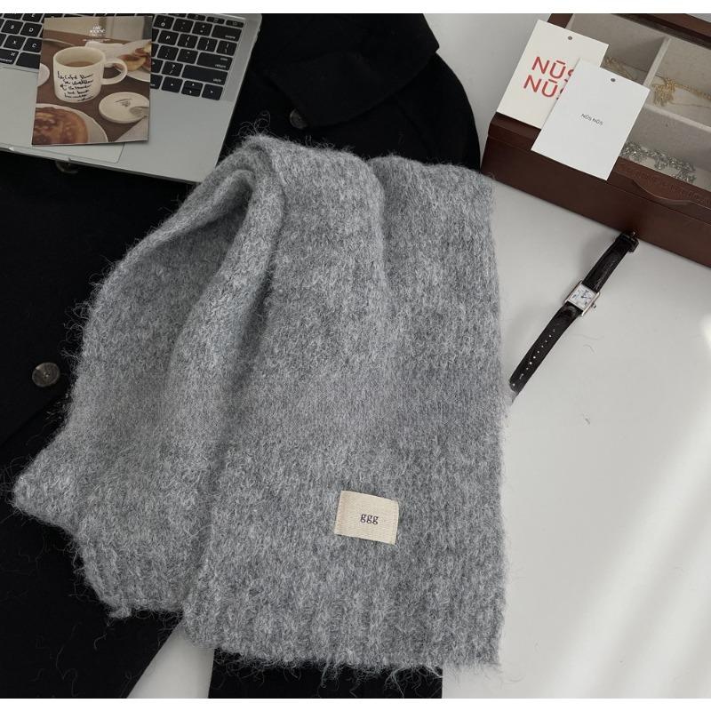 

Sweet Style Wool Blended Knitted Scarf for Women Winter Korean Version Ins New Solid Color Versatile Korean Style Scarf 140*20cm