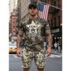 Casual Sports Style Letter Print Men's Shoulder Sleeves Short Sleeves Shorts Set