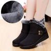 Botas de nieve cálidas de invierno para mujer, zapatos casuales con plataforma, diseño clásico con cremallera lateral, zapatos de tobillo de moda impermeables de piel para mujer