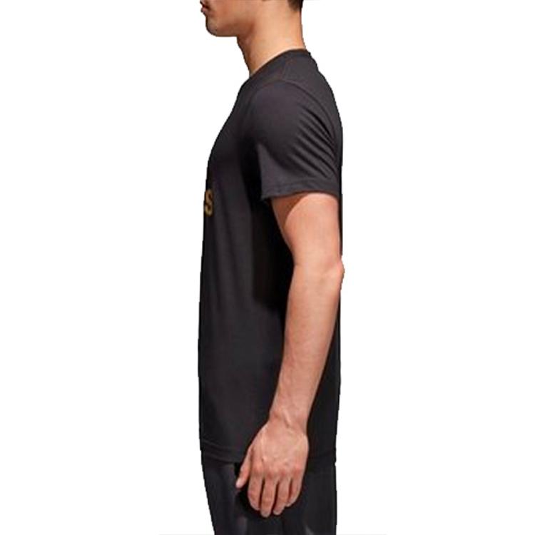 Adidas Logo Print Sports Short Sleeve T-Shirt Men Tops Black CV4507