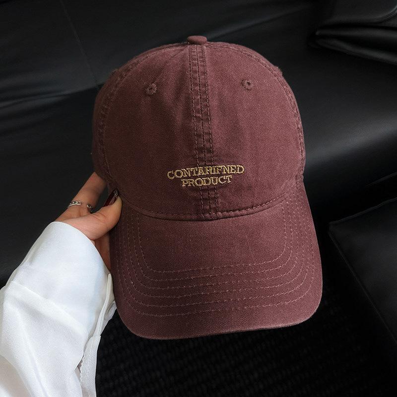 American deep top retro letter embroidery big head circumference baseball cap girls wide brim show face small casual cap