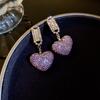 Silver Needle Heart Zircon Rhinestone Earrings - High-End Fashion Design