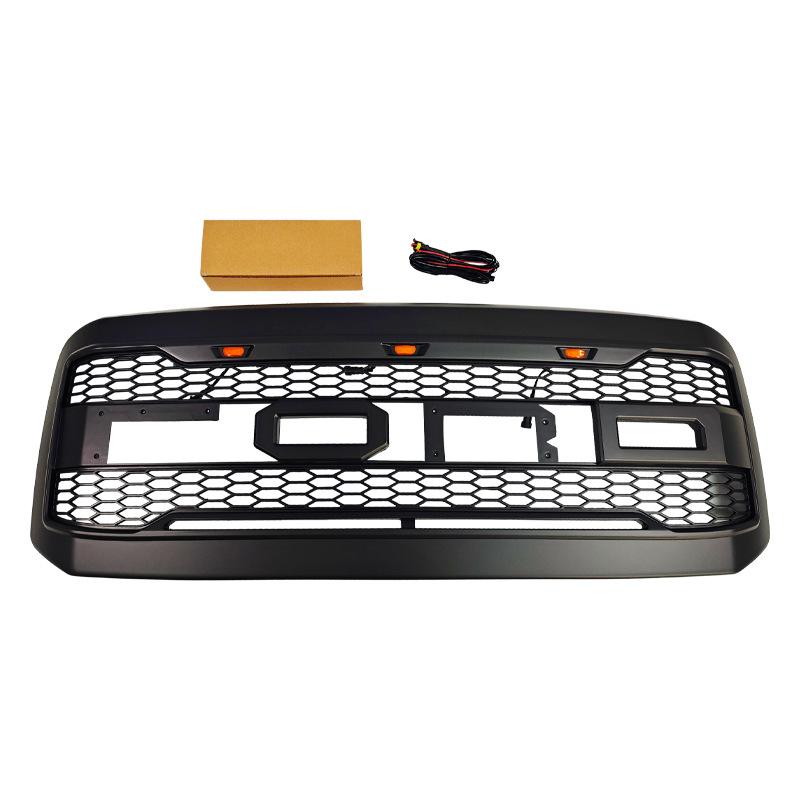

For Ford F250 F350 2011 2012 2013 2014 2015 2016 High Quality ABS Raptor Style Car Front Grille Body Kit With LED Light Black чёрный