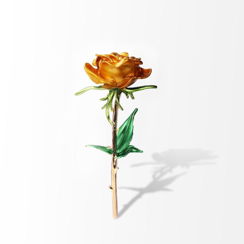 

Vintage Rose Flower Enamel Pins Brooches For Women Retro Elegant Fashion Flower Wedding Party Clothing Accessories Jewelry Gift жёлтый
