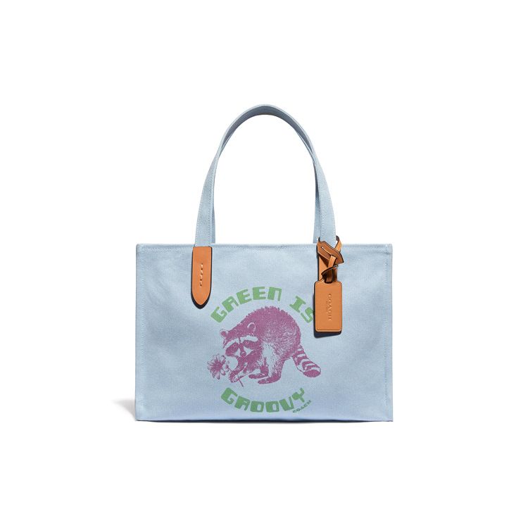 

Coach Recycled Tote With Raccoon Print Canvas And Leather Women Tote Bags Light-Blue C3868-B4SNI Basic Set (Bag+Dust Bag)