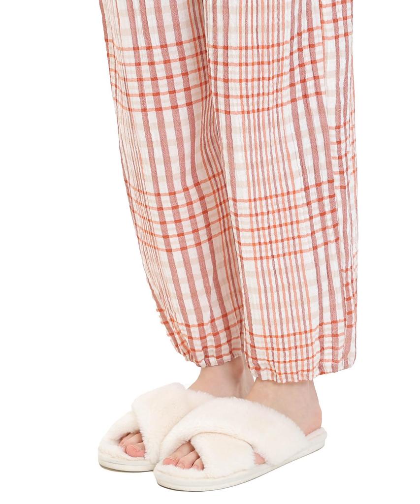 Narue Checkered Pajama Cream Puff Gauze Women's Set, (R)