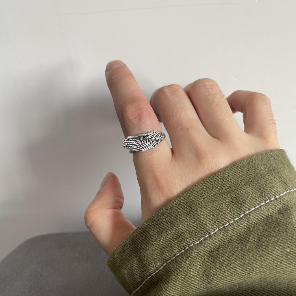 Retro Angel Wings Ring For Men Women Silver Color Punk Gothic Open Ring Handmade Designer  Unisex Accessories Lovers Gift