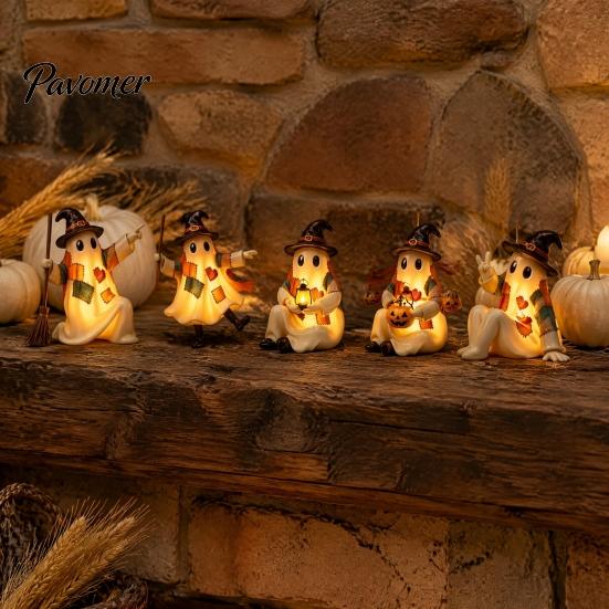 Seasonal Home Accents Halloween Advent Calendar, 24 Day Countdown Box with Mini Country Style Party Decor Ghost Figures, Rustic Farmhouse for