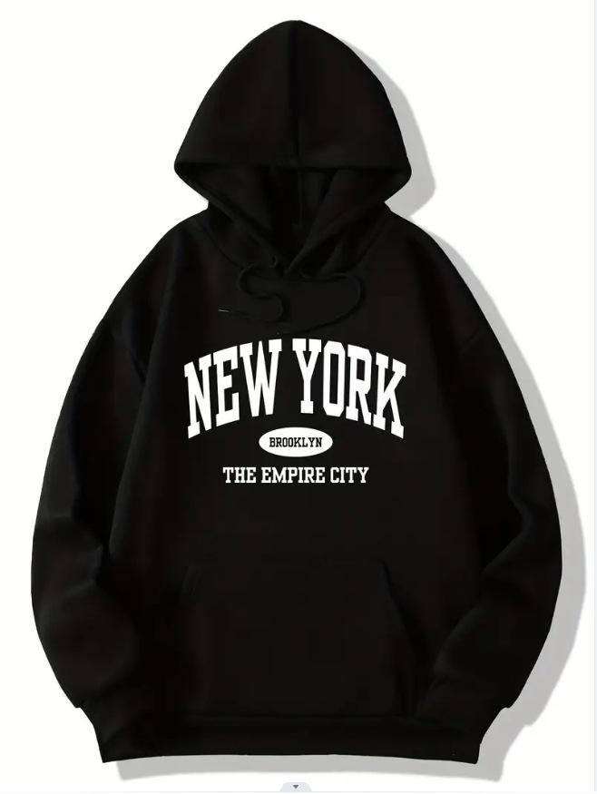 Unisex 2025 New York Casual Hoodie - Fashionable & Comfortable Loose Sweatshirt for Couples