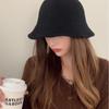 Women Solid Color Fisherman Hat Thin Fur Foldable Winter Bucket Basin Knitting Fleece Hat
