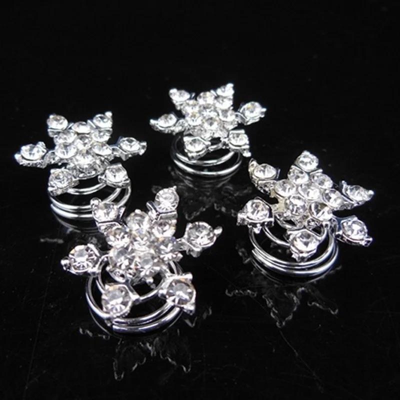 3 Stück/10 Stück Hochzeitsparty Brautjungfer Haarschmuck Braut Silber Blau Kristall Spirale Haarnadel Clip Schneeflocke Accessoire