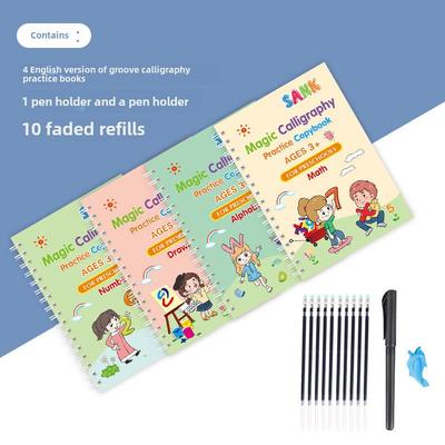 Kinder Englisches Nachzeichnungs-Kalligraphie-Zauber-Kopiervorlagenbuch für den Kindergartenübergang